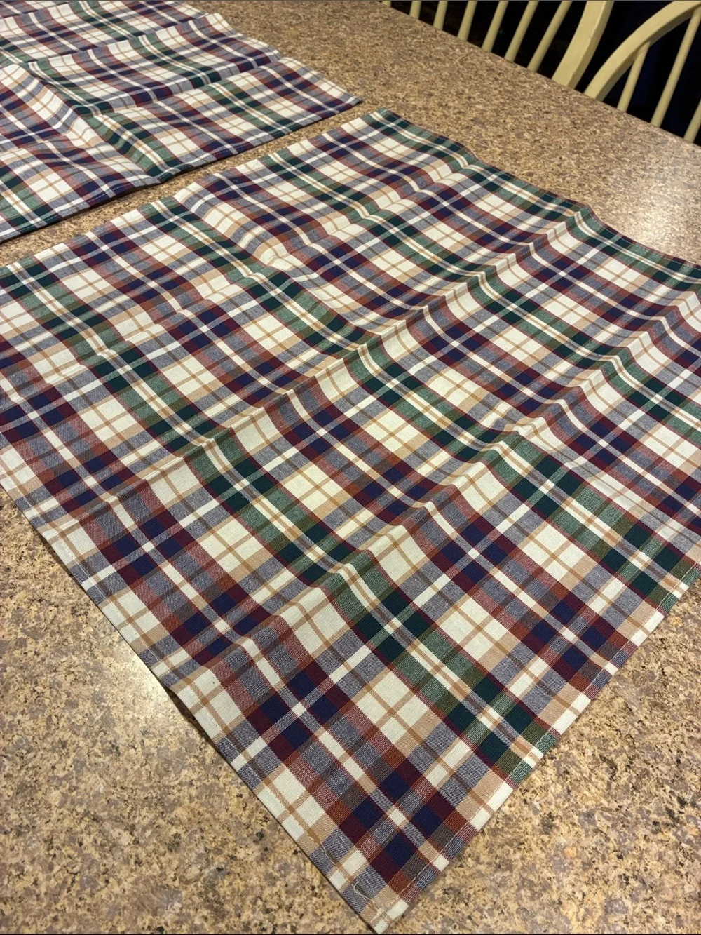 Longaberger Woven Traditions Plaid Cotton Fabric Napkins SMELLS MUSTY